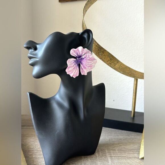 Purple flower earrings A863 - Picture 4 of 4